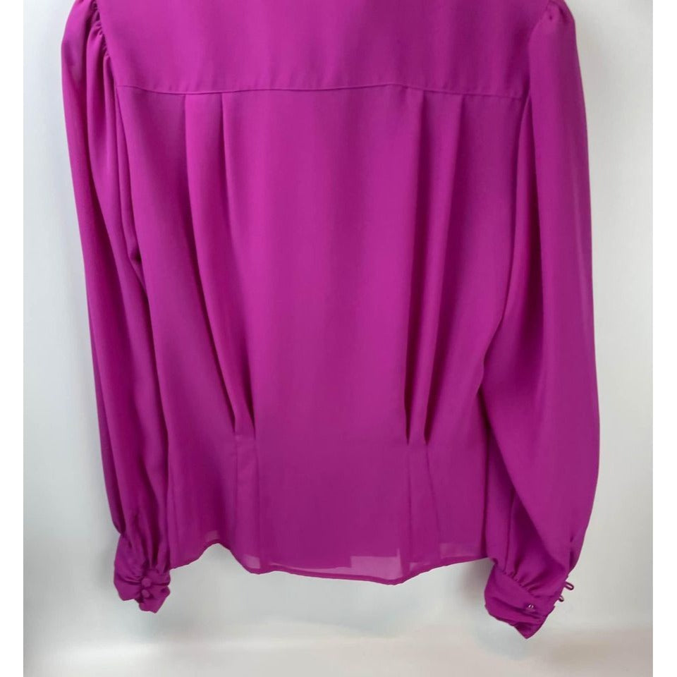 CHAUS Women's flowy Blouse size 8 pink magenta long sleeve top