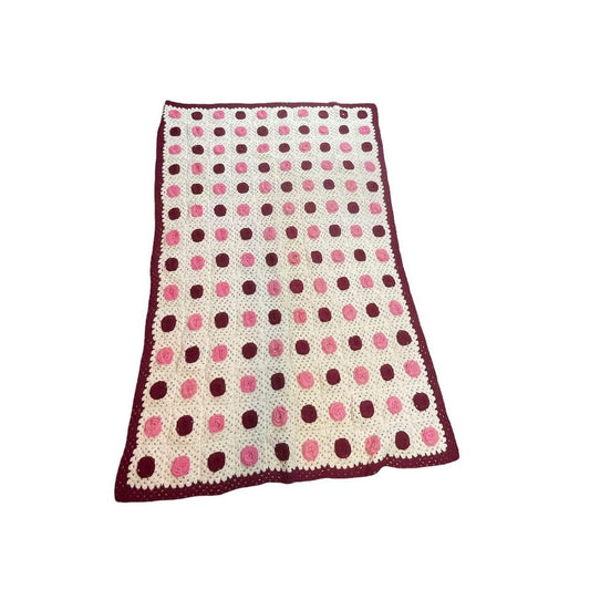 Pink and red rose flower crochet Afghan throw blanket