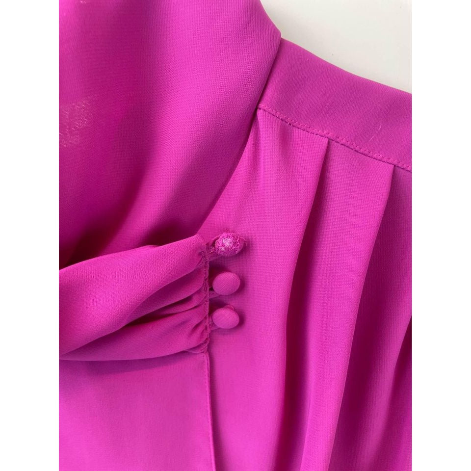 CHAUS Women's flowy Blouse size 8 pink magenta long sleeve top