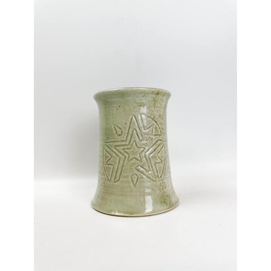 Handmade by Carolyn ceramic star beige vase pen holder