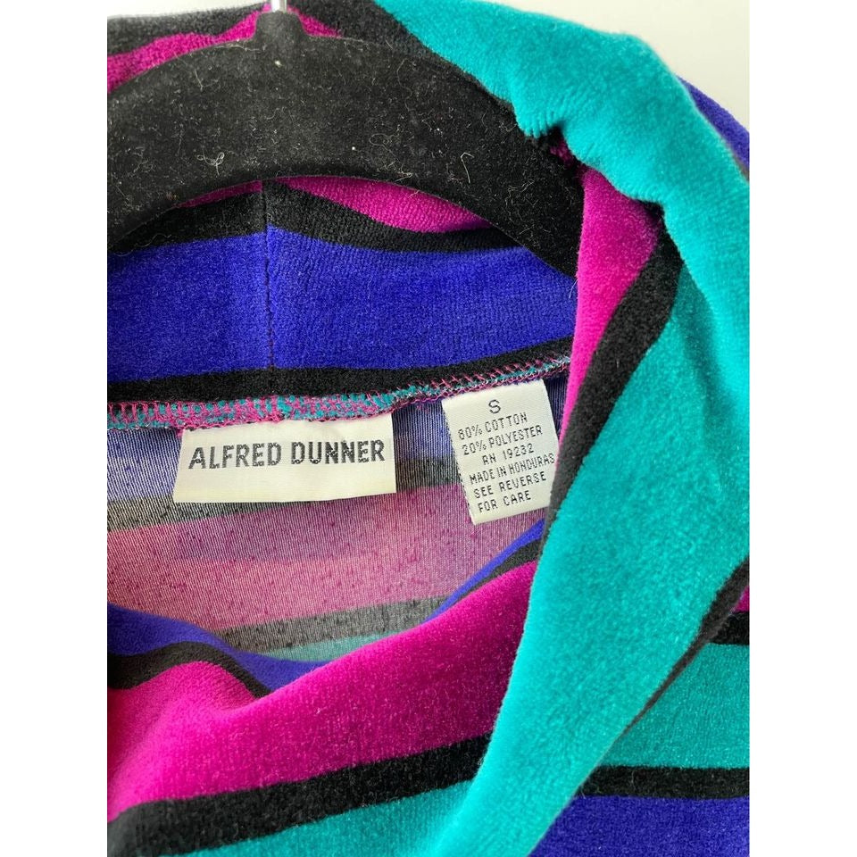 Vintage Alfred Dunner women's long sleeve size small striped blue purple pink sweater