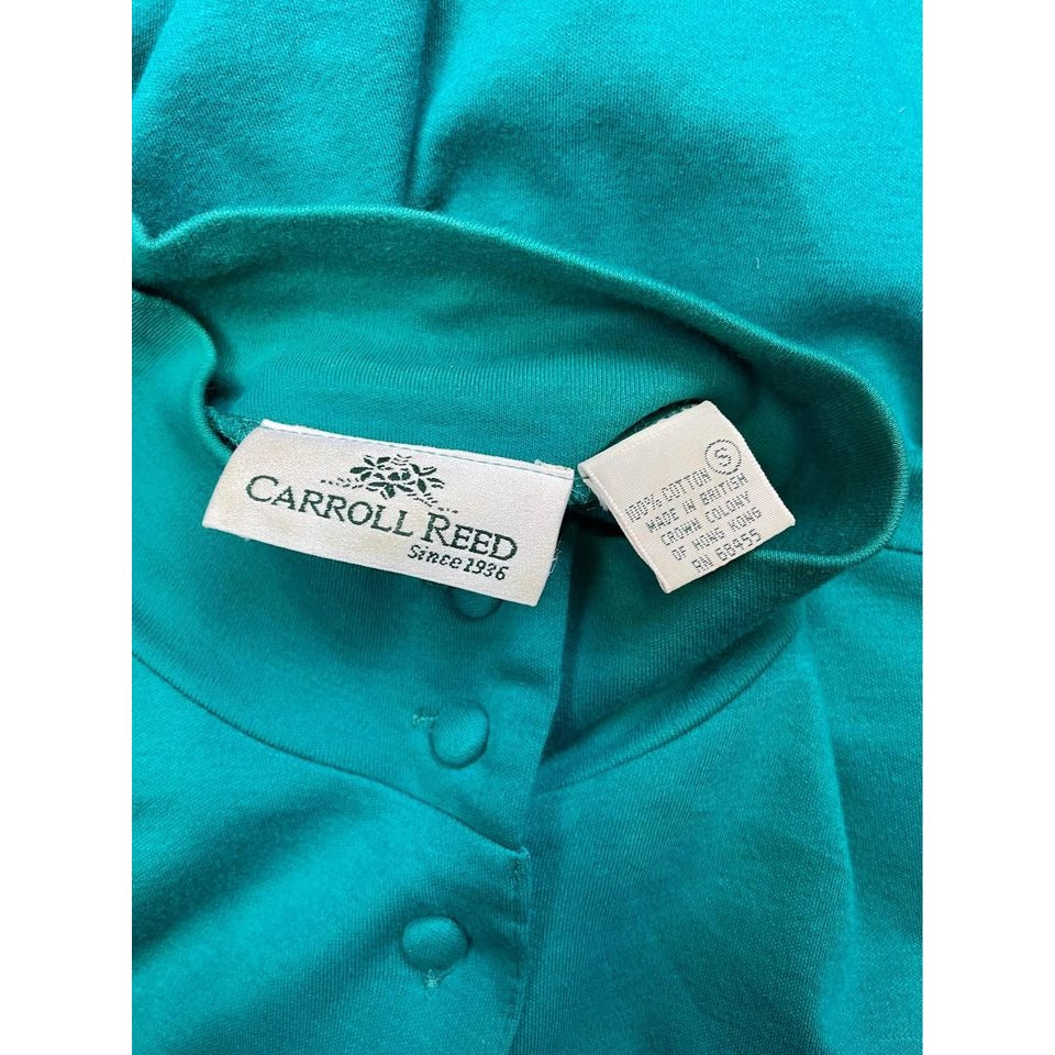 Vintage Carroll Reed size small blue teal turquoise belted dress