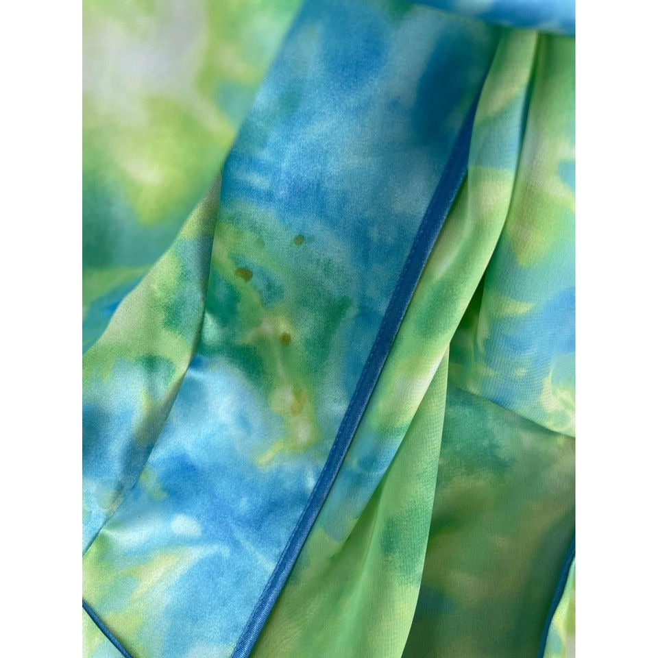 Delicates tie dye blue and green Chemise Babydoll Slip NightGown and robe Medium