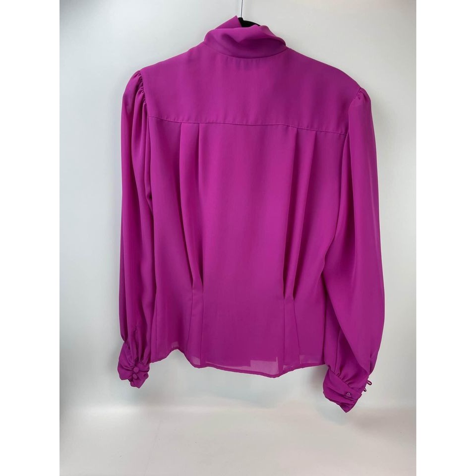 CHAUS Women's flowy Blouse size 8 pink magenta long sleeve top