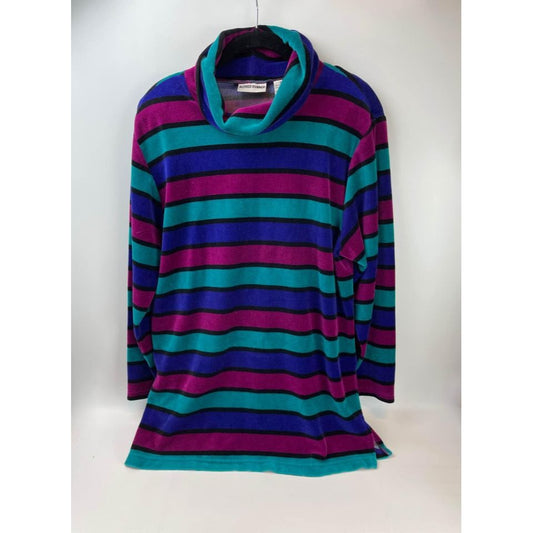 Vintage Alfred Dunner women's long sleeve size small striped blue purple pink sweater