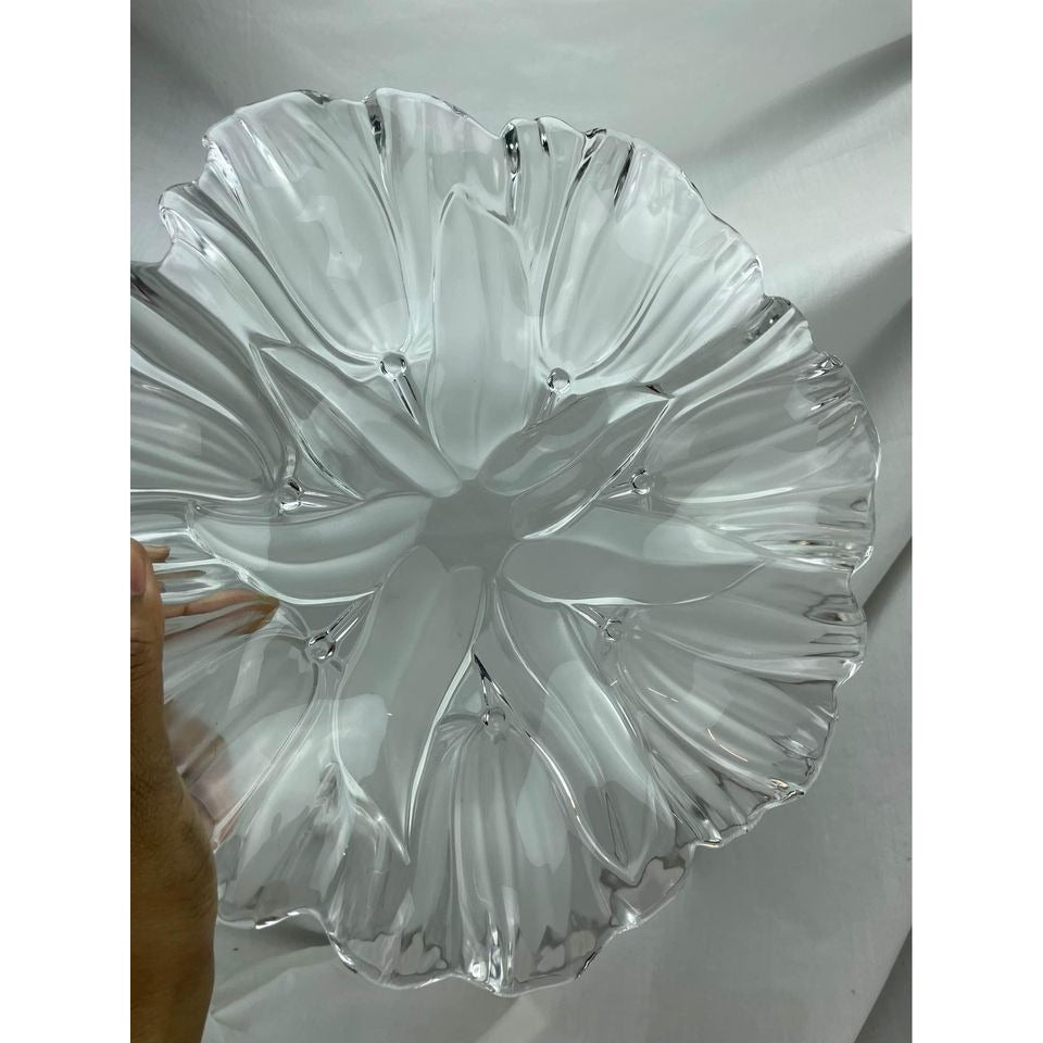 Mikasa Satin Tulips Frosted Glass Serving Platter Bowl