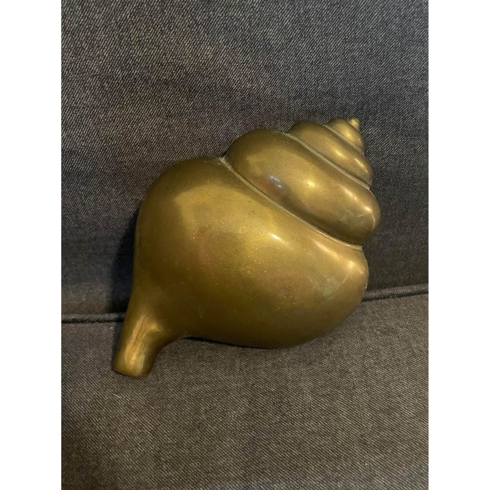 Vintage wall hanging mid century modern heavy brass sea conch shell nautilus art