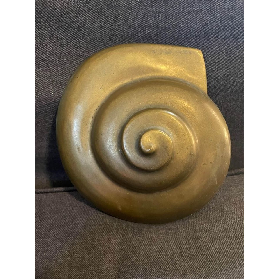 Vintage wall hanging mid century modern heavy brass sea conch shell nautilus art