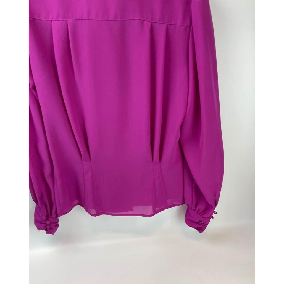 CHAUS Women's flowy Blouse size 8 pink magenta long sleeve top