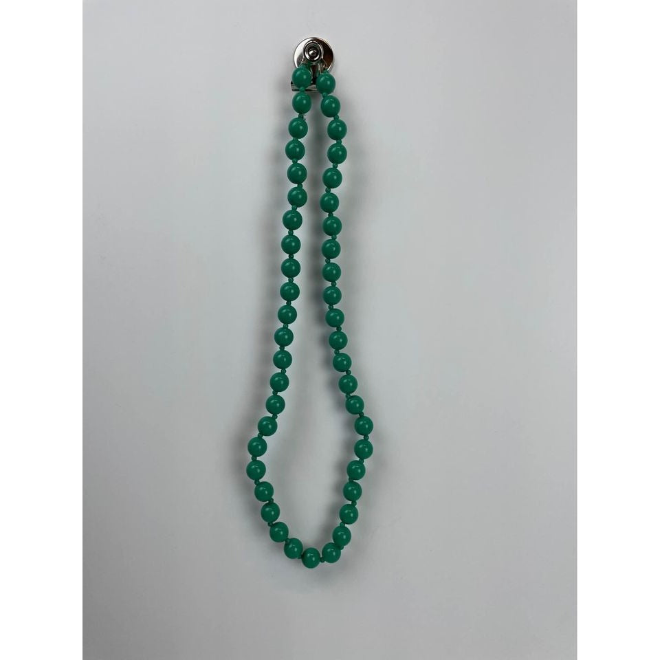 Vintage blue green bead costume jewelry necklace