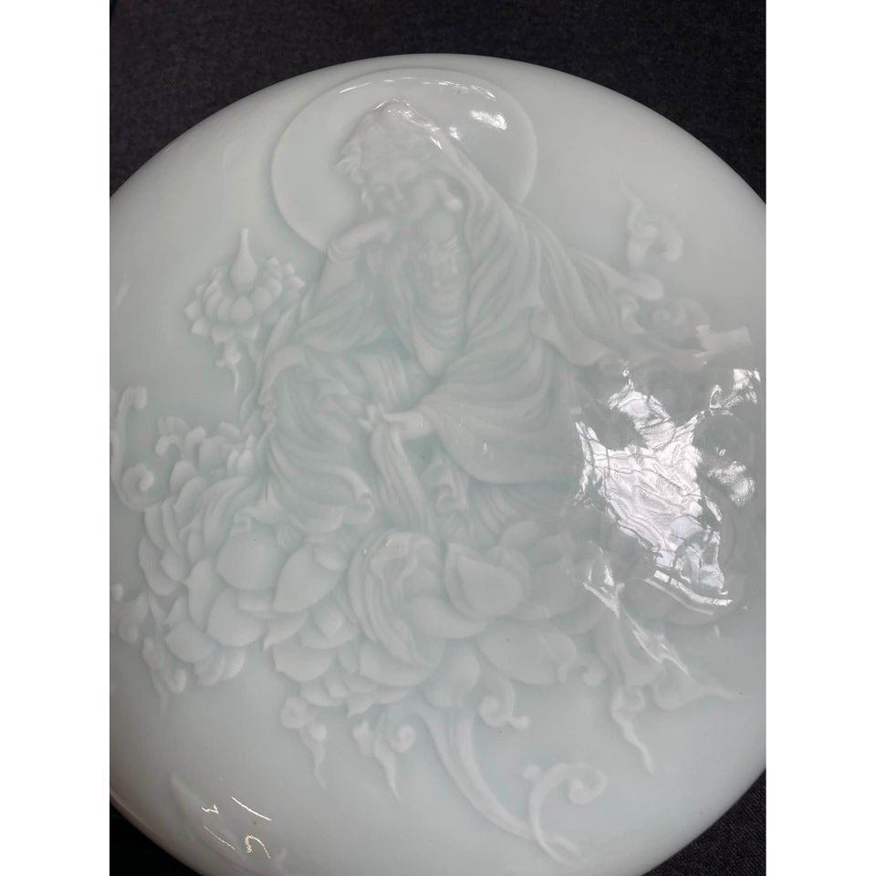 Light blue porcelain round box hair goddess