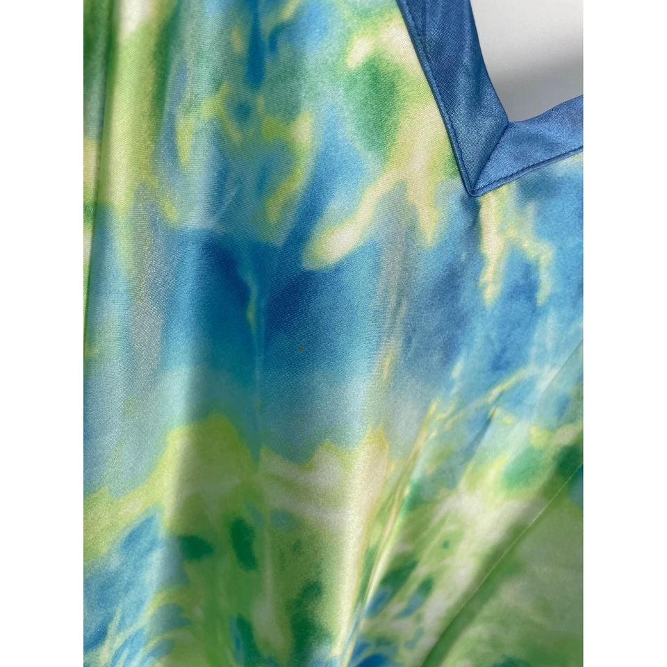 Delicates tie dye blue and green Chemise Babydoll Slip NightGown and robe Medium