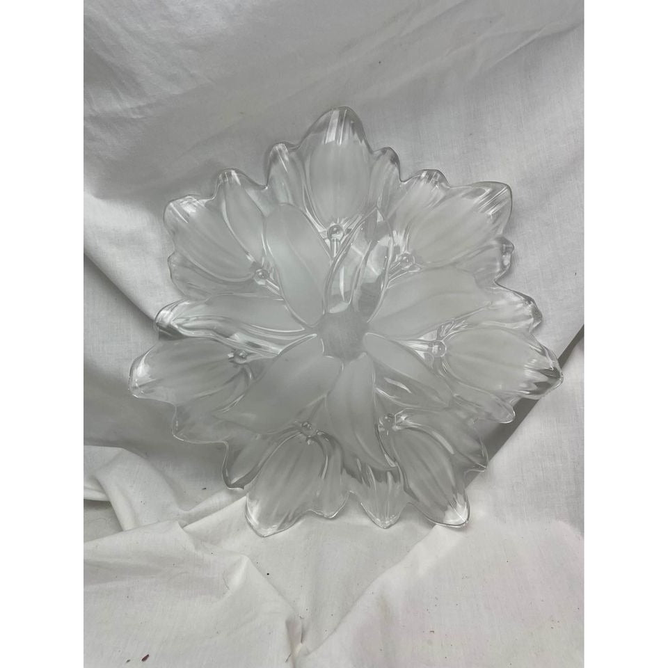 Mikasa Satin Tulips Frosted Glass Serving Platter Bowl