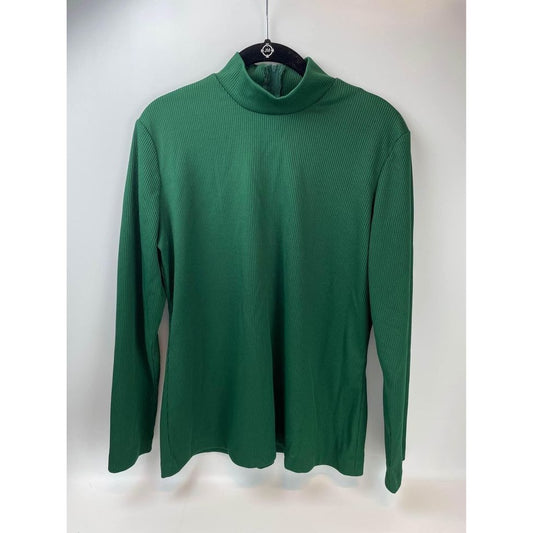 Vintage Sunny South Fashions Dallas green zipper back long sleeve ribbed Shirt Size 18