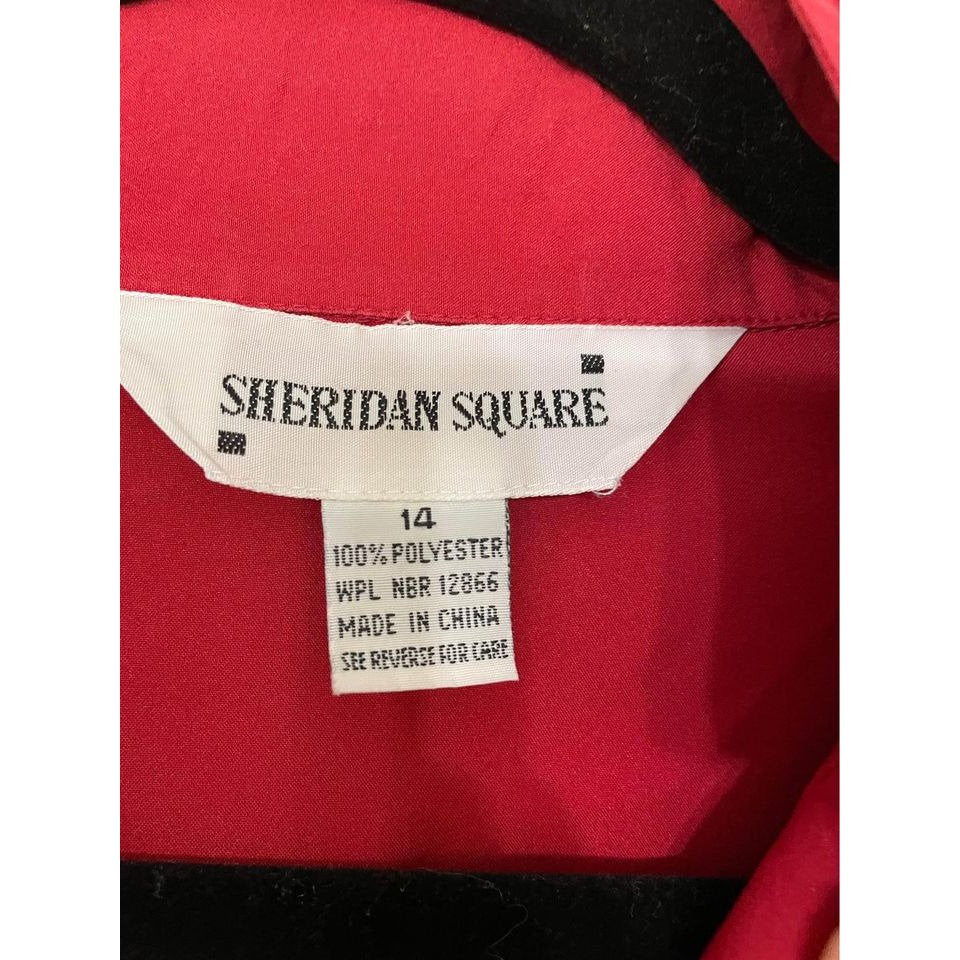 Vintage Sheridan Square size 14 pleated red blouse button up women's shirt